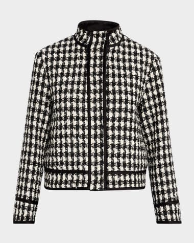 Alice + Olivia Corwin Wool-Blend Houndstooth Jacket