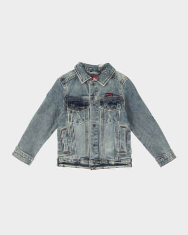 ICECREAM Boy's Jawbreaker Logo Distressed Denim Jacket, Size 2-8