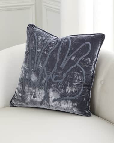 Hunt Slonem Hand-Embroidered Velvet Decorative Pillow, 20" Square