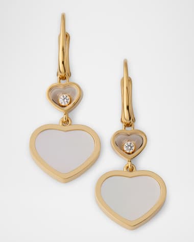 Chopard Happy Hearts 18K Yellow Gold Mother of Pearl Drop Earrings