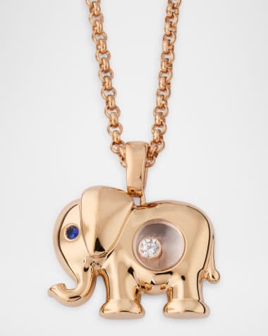 Chopard Happy Diamonds 18K Rose Gold Sapphire Elephant Pendant Necklace