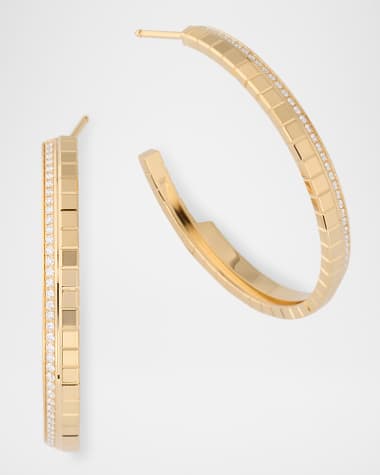 Chopard Ice Cube 18K Yellow Gold Diamond Hoop Earrings