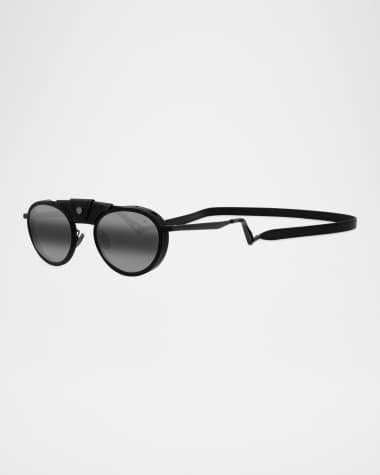 Vuarnet Men's Glacier 01 Titanium Round Sunglasses with Side Shields and Cord