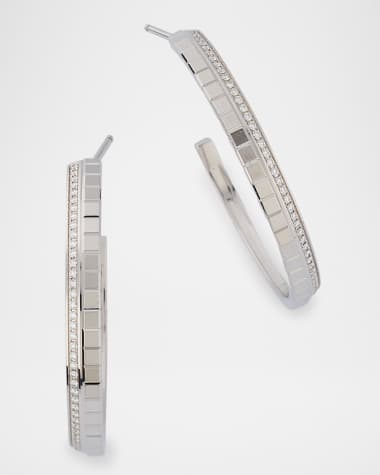 Chopard Ice Cube 18K White Gold Diamond Hoop Earrings