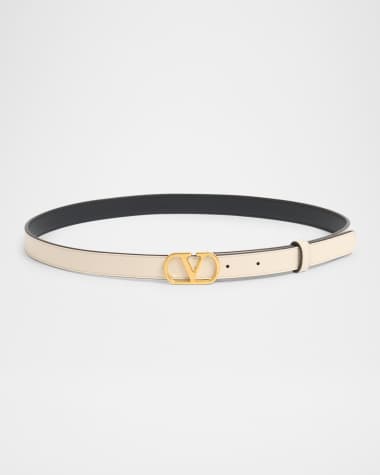 Valentino Garavani VLogo Signature Leather Skinny Belt, 20mm