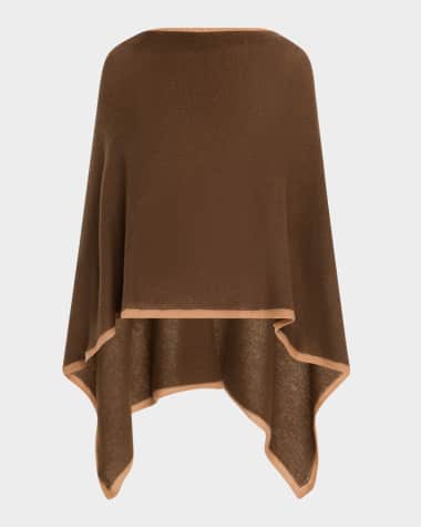 Portolano Cashmere Poncho W/ Contrast Trim