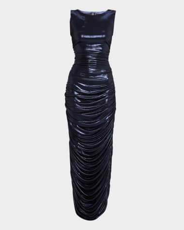 Norma Kamali Sleeveless Side Shirred Gown
