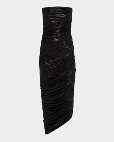 Norma Kamali Strapless Diana Asymmetric Ruched Gown
