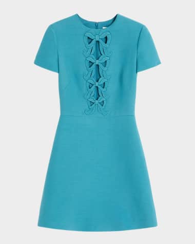 Valentino Garavani Bow Cutout Short-Sleeve Crepe Mini Dress