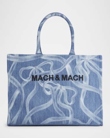 MACH & MACH Riviera Bow Denim Tote Bag