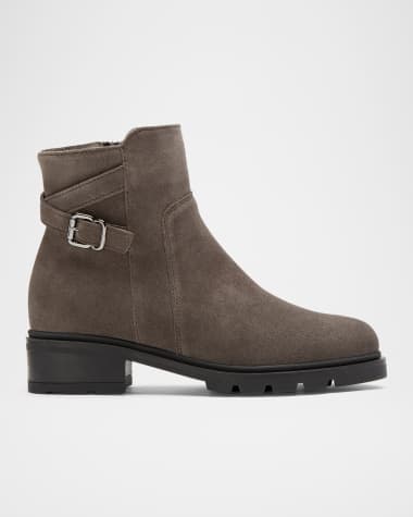 La Canadienne Shai Suede Buckle Lug-Sole Booties