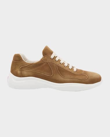 Prada Men's Americas Cup Suede Low-Top Sneakers