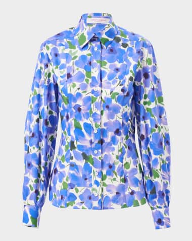 Carolina Herrera Floral-Print Button-Down Blouse