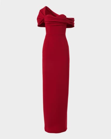 Carolina Herrera Draped Off-Shoulder Column Gown