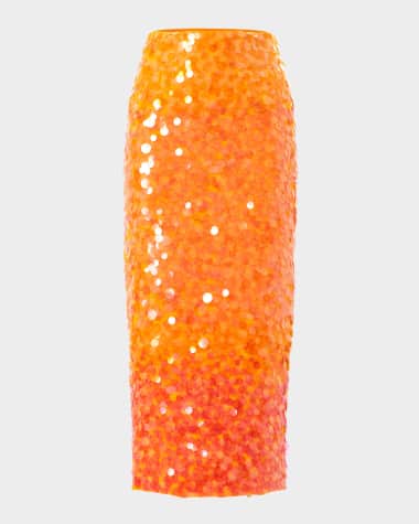 Carolina Herrera Ombre Sequin Midi Skirt