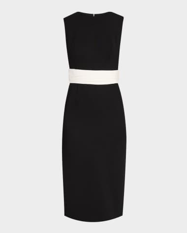 Carolina Herrera Sleeveless Cummerbund-Waist Midi Dress