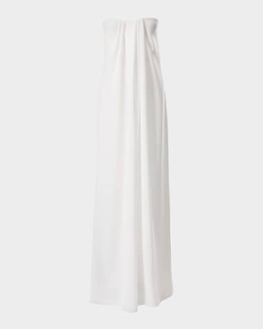 Carolina Herrera Draped-Front Strapless Gown