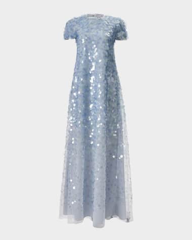 Carolina Herrera Degrade Sequined Short-Sleeve Gown