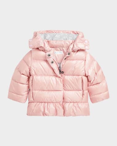 Ralph Lauren Childrenswear Girl's Metallic Embroidered Pony Puffer Coat, Size 9M-24M