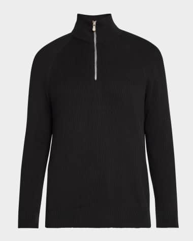 Brunello Cucinelli Men's Cotton Rib Half-Zip Sweater
