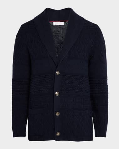 Brunello Cucinelli Men's Shawl Cable Knit Cardigan