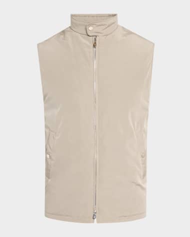 Brunello Cucinelli Men's Water-Resistant Microfiber Full-Zip Vest