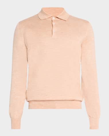 Brunello Cucinelli Men's Cashmere, Silk, and Linen Polo Sweater