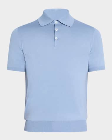 Brunello Cucinelli Men's Cotton Short-Sleeve Polo Sweater