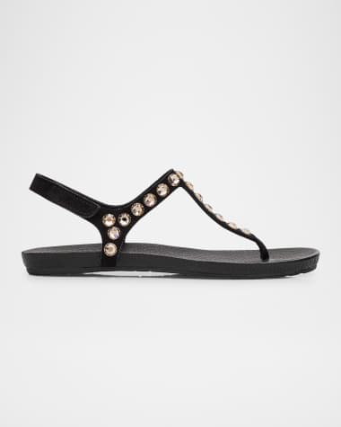 Pedro Garcia Crystal Embellished T-Strap Thong Sandals