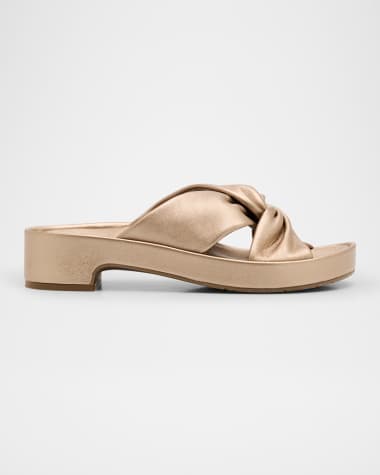 Pedro Garcia Twisted Metallic Leather Flatform Sandals