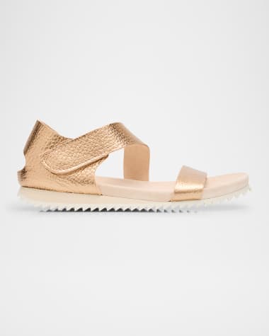 Pedro Garcia Jedda Metallic Ankle-Grip Comfort Sandals