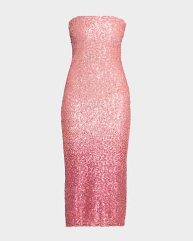 LoveShackFancy Stasia Sequined Strapless Midi Dress