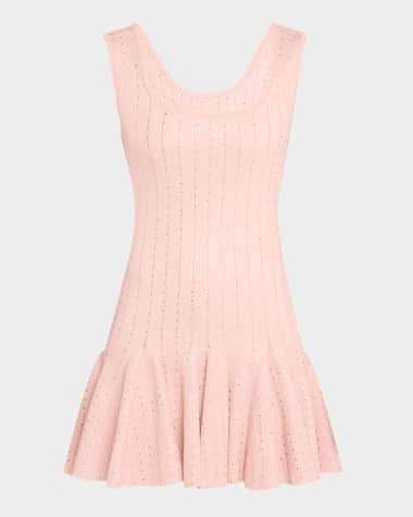 LoveShackFancy Maryanne Metallic Knit Mini Dress
