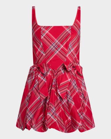 LoveShackFancy Ruelle Tartan Mini Bubble Dress