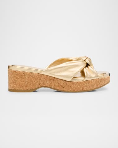 Jimmy Choo Avenue Leather Crisscross Wedge Sandals