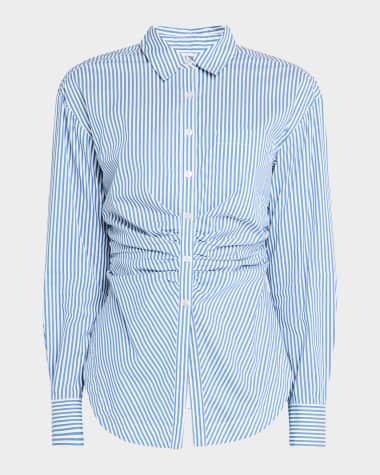 Veronica Beard Bosco Striped Button-Front Shirt