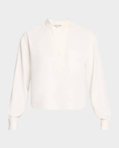 Veronica Beard Dean Collared V-Neck Top