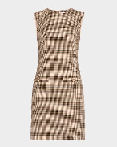Veronica Beard Yumi Sleeveless Houndstooth Mini Dress