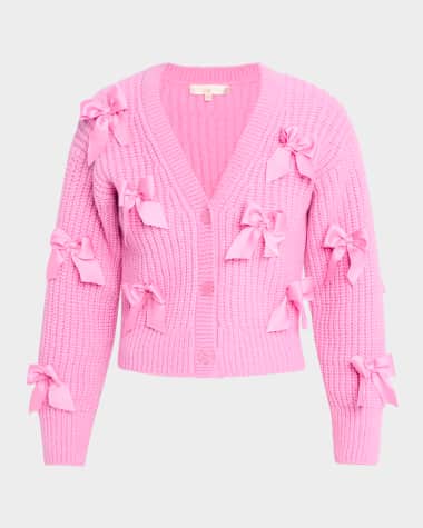 LoveShackFancy Ashtan Alpaca Bow-Embellished Cardigan