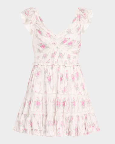 LoveShackFancy Presline Lace-Trim Mini Dress