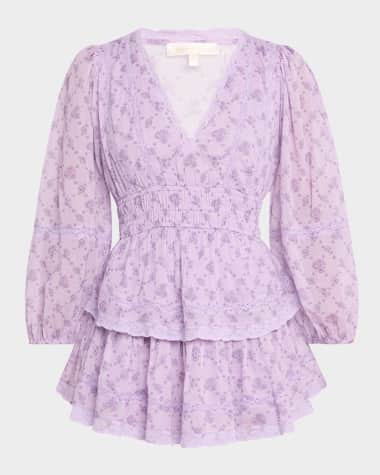 LoveShackFancy Rosamina Floral Tiered Mini Dress
