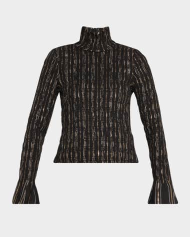 Cinq a Sept Cooper Smocked Turtleneck Top