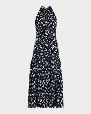 Veronica Beard Brock Floral Halter A-Line Midi Dress
