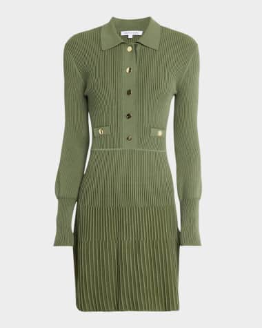 Veronica Beard Lauper Long-Sleeve Ribbed Mini Dress