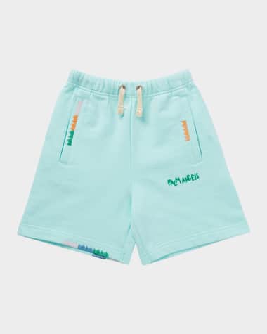 Palm Angels Boy's Embroidered Stitched Sweat Shorts, Size 4-12