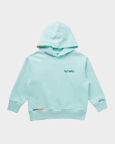 Palm Angels Boy's Embroidered Stiched Logo-Print Hoodie, Size 4-12