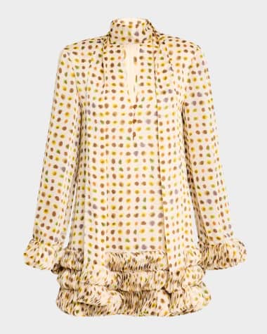 Alexis Azira Cutout Polka-Dot Ruffle Mini Dress
