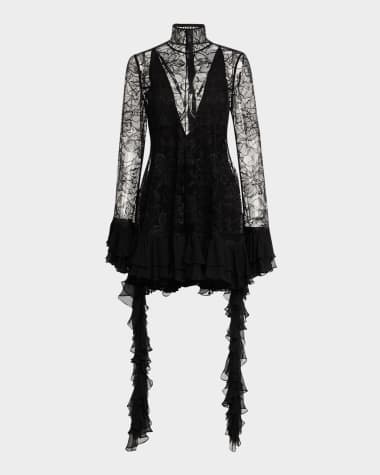 Alexis Aliya Long-Sleeve Ruffle Lace Mini Dress