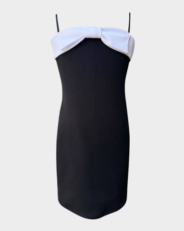 Un Deux Trois Girl's Crepe Bow Front Dress, Size 7-16