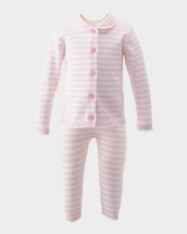 Rachel Riley Girl's Striped Scallop Trim Knit Set, Size 6M-24M